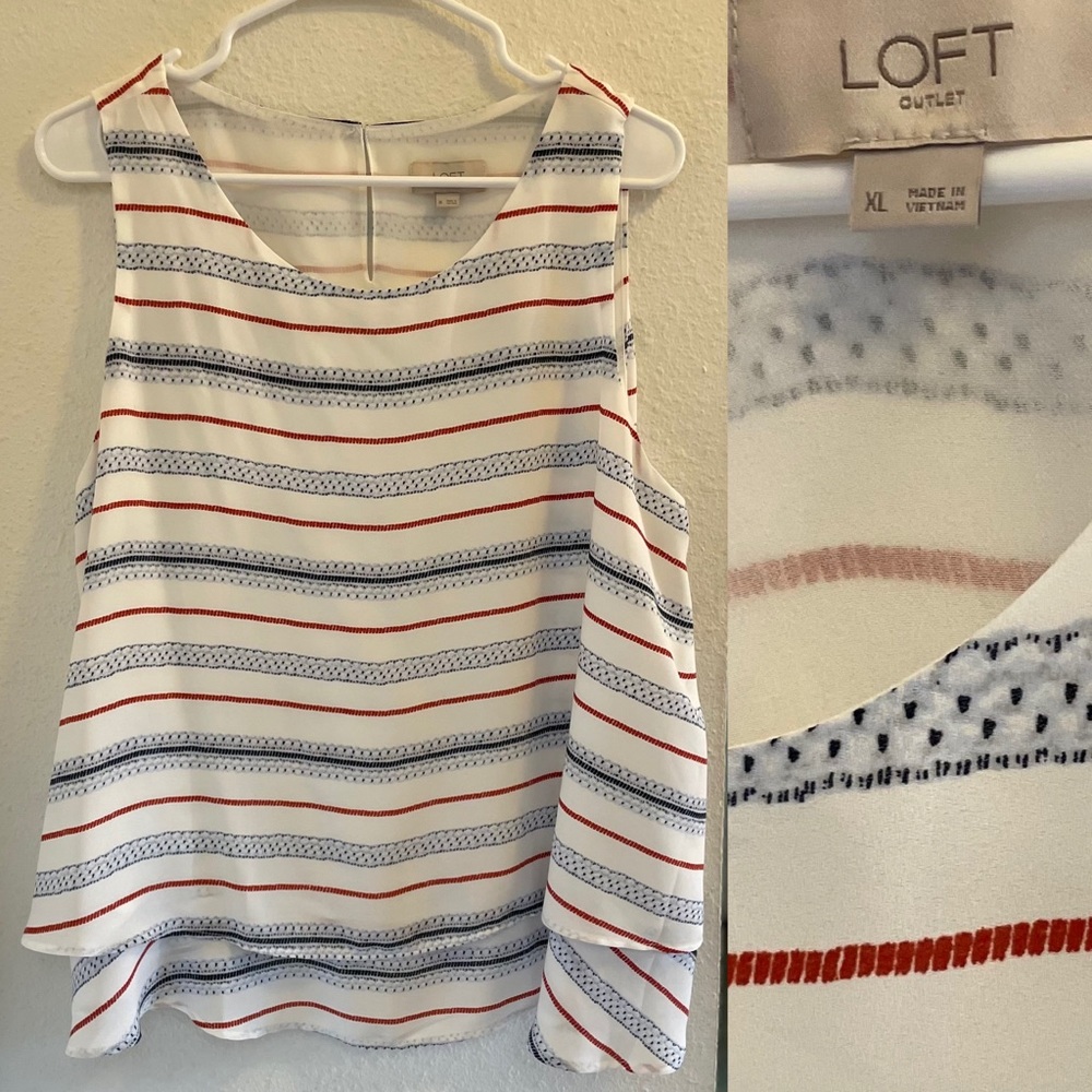 Ann Taylor loft outlet red white blue tank top